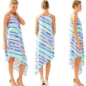 Lilly Pulitzer Dress S Magnolia Assymetrical Midi Stripe